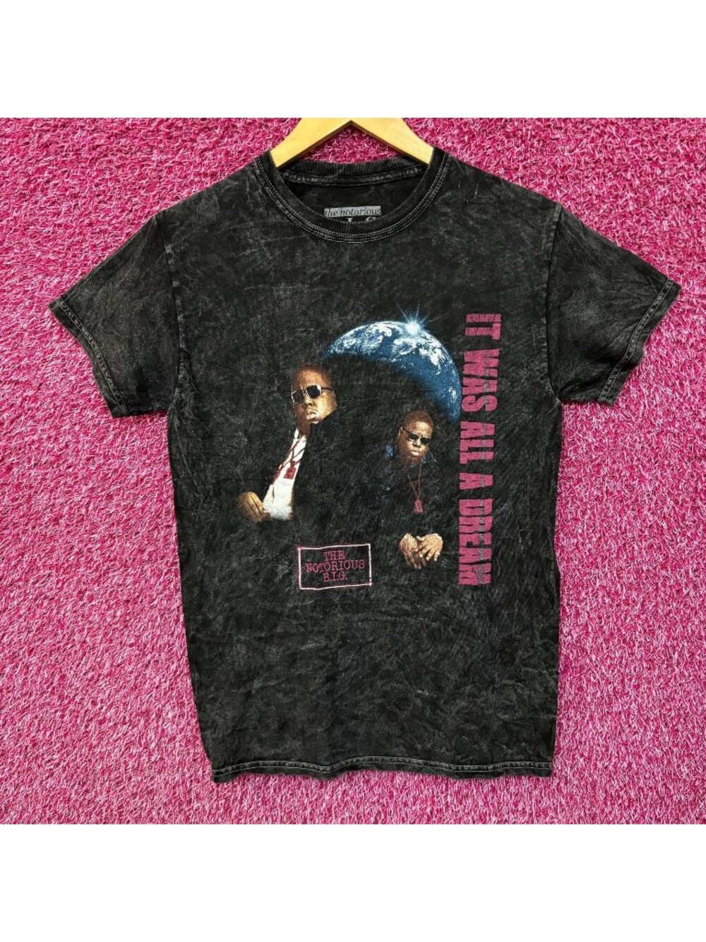 Biggie Smalls It Was All A Dream Acid Wash Rap tee size small